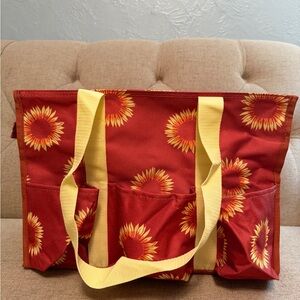NWT Thirty-One Sunflower Season Zip-Top Organizing Utility Tote